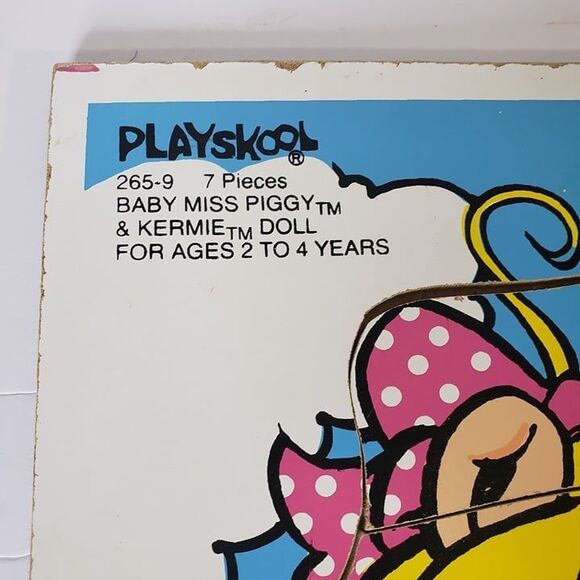Vintage Playskool Baby Miss Piggy Wooden Board Puzzle Jim Henson Kids Learning - Picture 3 of 8